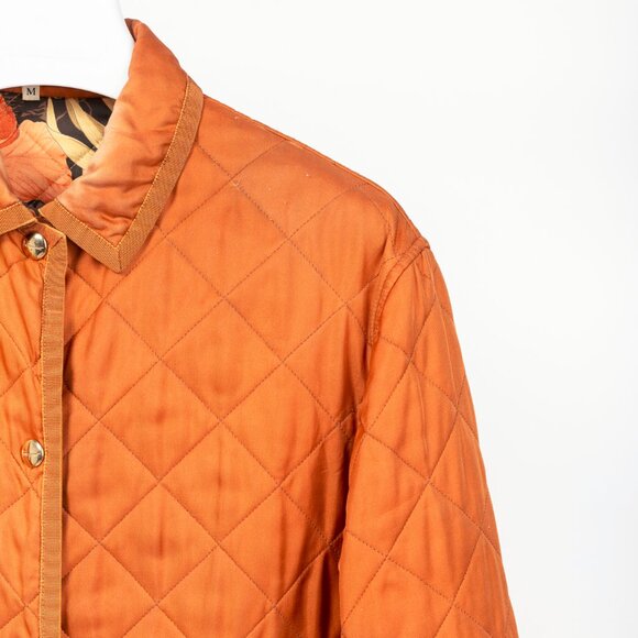 Salvatore Ferragamo Vintage 90's Orange Silk Quilted Coach Jacket - Picture 4 of 10